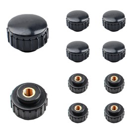 MOROBOR M6 Knurled Thread Clamping Knob, 10pcs Black Plastic Through Hole Set Brass Female Threaded Nut,Screw-On Handle Clamping Knob for Mechanical Equipment