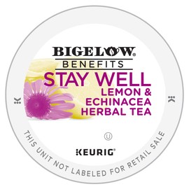 Bigelow Tea Benefits, Stay Well Lemon and Echinacea Herbal Tea Keurig K-Cup Pods, Box of 10, Caffeine Free