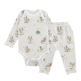 vvfelixl Baby Bodysuits Pants Sets Dragon Baby Long Sleeve Baby Onesie Clothes for Boys Girls 3-6M