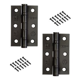 Door Hinges 3 inch Black Ball Bearing Butt Hinges Grade 7 Steel Door Hinge for Wooden Doors 2 Pack