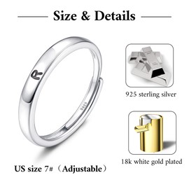 MILACOLATO Adjustable 925 Sterling Silver Initial Rings for Women Non Tarnish Dainty Stackable Letter Ring Simple A-Z Capital Alphabet Thumb Knuckle Rings R