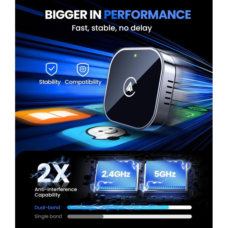 Teeran 2 in 1 Wireless CarPlay and Android Auto Adapter,
