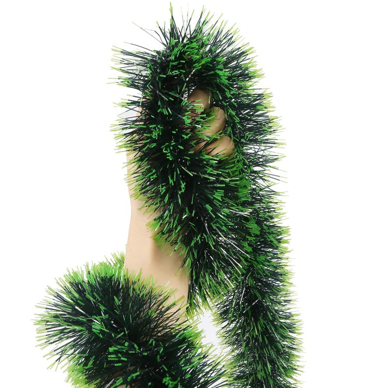 VEYLIN 10 Meter Green Christmas Tinsel Garland for Xmas Home