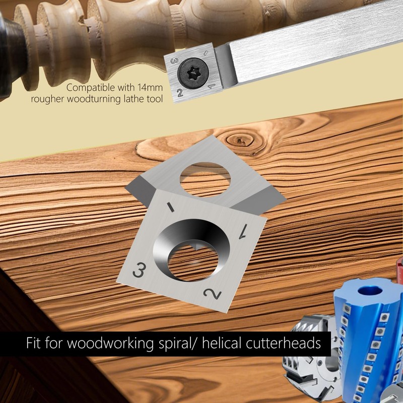 14mm Square Carbide Inserts Cutters Knives Blades 14×14×2.0mm-30°for Woodworking Spiral/Helical