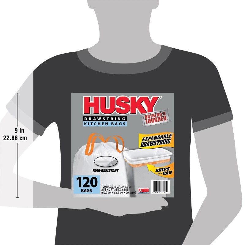 Husky Tall Kitchen White Trash Bags, 13 Gallon, 120 Bags