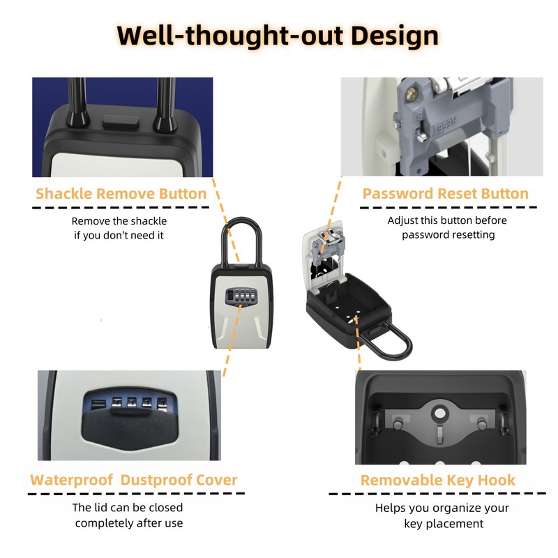 Decruil Lock Box for Keys with Code, Wall Mounted and