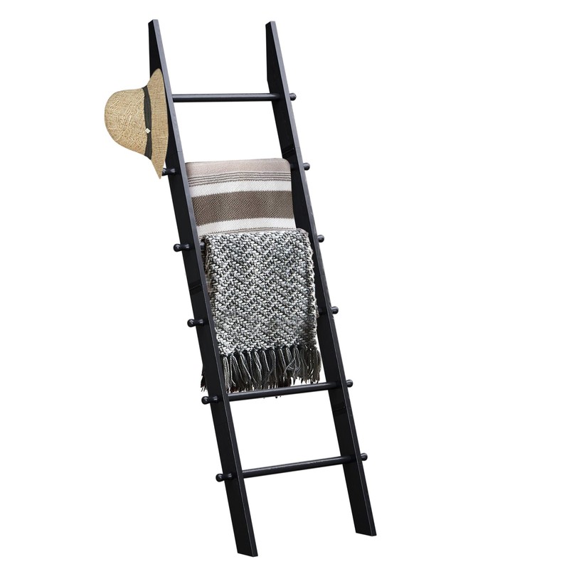 TEAKMAMA 6-Tier Blanket Ladder with Hanging Knobs, 5.5 Ft Wall