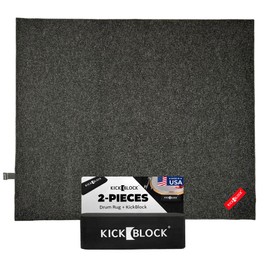 KickBlock Drum Set Bundle – Drum Rug 6'6" x 5'6" + Bass Drum Anchor – Stops Bass Drum Creep & Slide – Non-Slip Mat – Drummer Gift & Accessories (Stage Black)