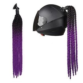 Helmet Accessories Braids, Motorcycle Helmet Braids Gradient Helmet Ponytail Helmet Hair with Suction Cup Punk Style Motorcycle Helmet Pigtails Motorcycle Helmet Braids Hairpieces Motorcycle Helmet