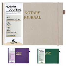 Notary Journal Log Book, Linen Notary Book with 510 Record Entries, Notary Log Books Notarial Public Journal for Notarial Acts, Notary Supplies with Privacy Guard, 120gsm Thick Paper, 10″x7″ (Beige)