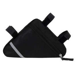 QitinDasen Bike Triangle Bag, Waterproof Bicycle Front Tube Frame Bag, Double-Sided Reflective Decoration Makes Night Riding Safer (Black)