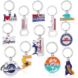Landical 12 Pcs Los Angeles Souvenir Keychain California Souvenir Gifts Metal I Heart LA Keychain Bottle Opener Keyring