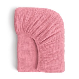 ROMY RO Muslin Crib Sheets, 100% Organic Cotton, Breathable and Ultra-Soft, Standard Crib Sheet Mattress (28"x 52") for Girls and Boys, Neutral Fitted Baby Crib Sheet (Pale Rose)