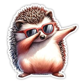Dabbing Animal Dab Hedgehog Porcupine with Sunglasses Vinyl Decal Sticker for Laptop Phone Water Bottle (3" inches)