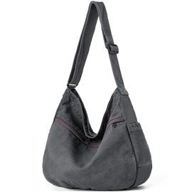 DAINAOTM Canvas Hobo Crossbody Shoulder Tote Bag for Women and Men Large Purse Messenger Bag Travel Work Shopping, 1-grey, Large