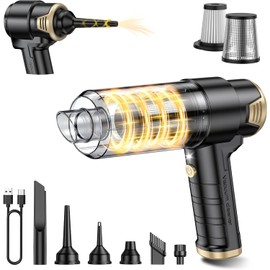 Cordless Handheld Car Vacuum and Air Duster, 16000PA Rechargeable Mini Cleaner for Car, Keyboard, Home Office, Pet Hair and Desk Dust