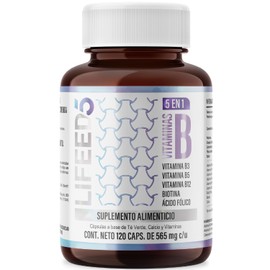 LIFEED Complejo B 120 Capsulas | Vitamina B12, Acido Folico, Te Verde, Biotina, Vitamina B2, Vitamina B3, Vitamina B5, Vitamina B6 | Suplementos Alime