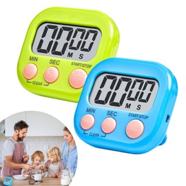 Digital Kitchen Timer 2 Pack, Large Magnetic Digital Kitchen Timer with Large Display, Loud Alarm, and Magnetic Back, Suitable for Kitchen, Work, Study, Fitness and Sports