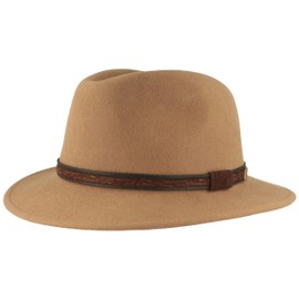 Outdoor Hat 100% Wool Woollen Hat – Felt Hat | Trekking Waterproof & Folding with Leather Fitting, for Men & Women in Different Colours - 57 camel
