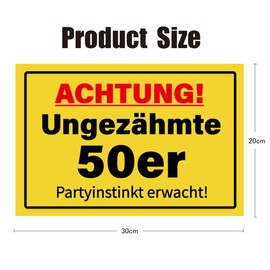 50 Geburtstag Deko,Ungezähmte 50er - 30 x 20 cm Schild Geburtstagsdeko,Scherzartikel für Geburtstagsgeschenk,Geschenke zum 50 Geburtstag Mann,Frau