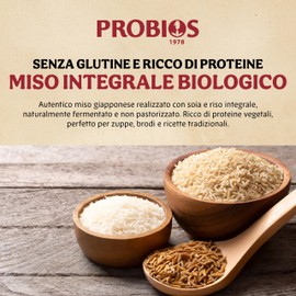 Probios Miso Di Riso Bio - Miso Non Pastorizzato - Pasta Fermentata Tradizionale Giapponese Per Zuppe e Brodi Vegetali - Senza Glutine - Colore Marrone, 300g