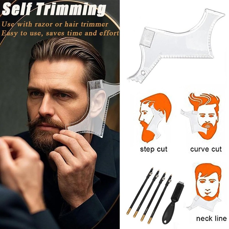 Barber Pencil Set, Precision Hairline Shaping Pencils Ruler Comb Magic
