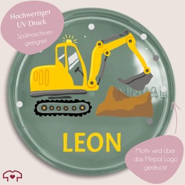 Lunchpot Kinder Müslibecher to go Joghurtbecher für Mepal Ellipse - Schulkind Geschenk Bagger mit Name Geschenk Einschulung Baggerfan Geschenke Kitastart Baggerfahrer I Schuleintritt I Schulbeginn I