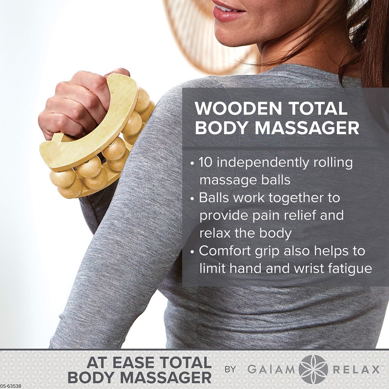 Gaiam Relax Massage Ball Roller - Handheld Wooden Total Body