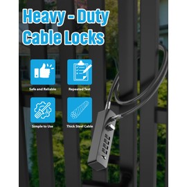 YogePote Cable Locks with Combination, 23.6" Bicycle Cable Rope Lock, Resettable Combination Lock with Steel Wire Rope, Combo Bike Lock for Cabinet, Locker, Fence, Helmet, Fridge (Gray-2pack)