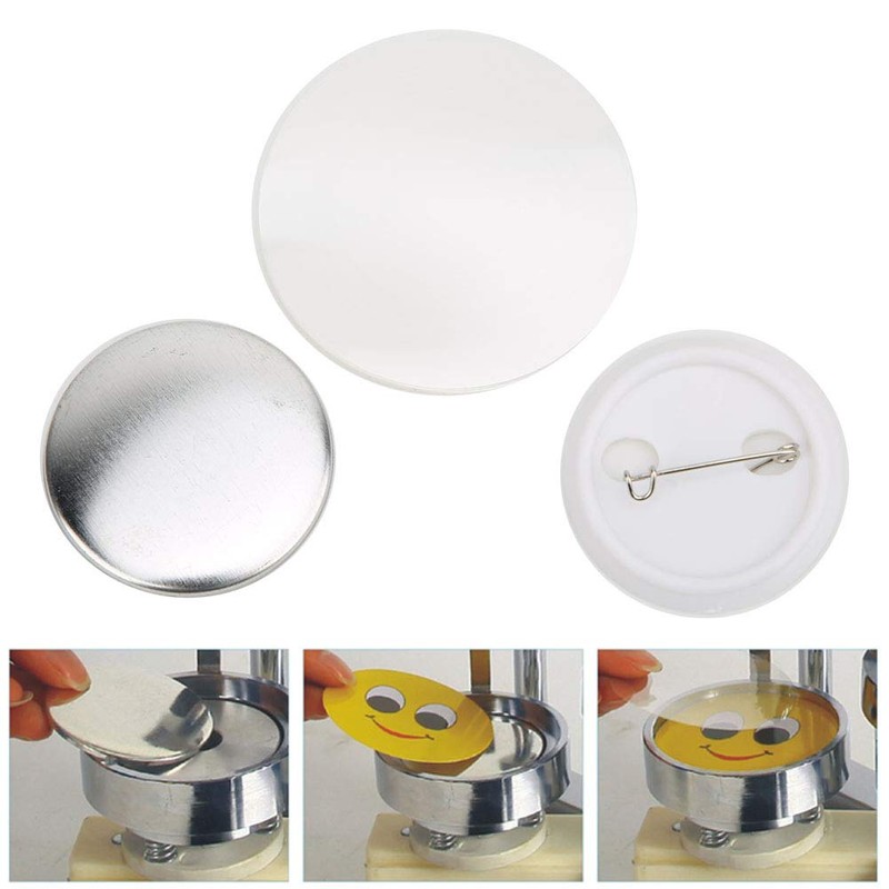 100 Sets of 37mm Badge Pin Button Parts, Round Button