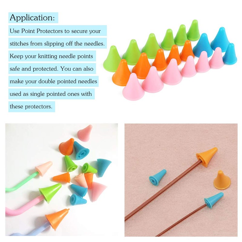 20 PCS Knitting Needles Point Protectors/Stoppers with Plastic Box, Include