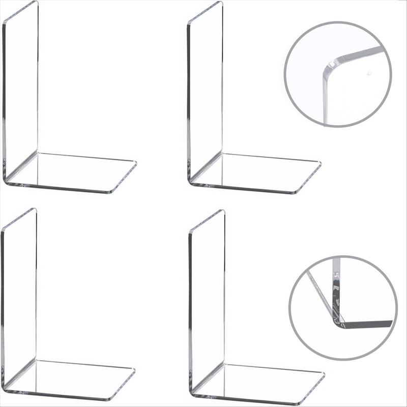 Bookends Acrylic Book Ends Clear Book Ends for Shelves Decorative