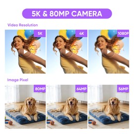 ORDRO 5K Digital Camera for Photography, 80MP Autofocus Vlogging Camera for YouTube with 270° Flip Screen, 18X Zoom Travel Video Camcorder for Beginners (32GB Card + Lens Hood)