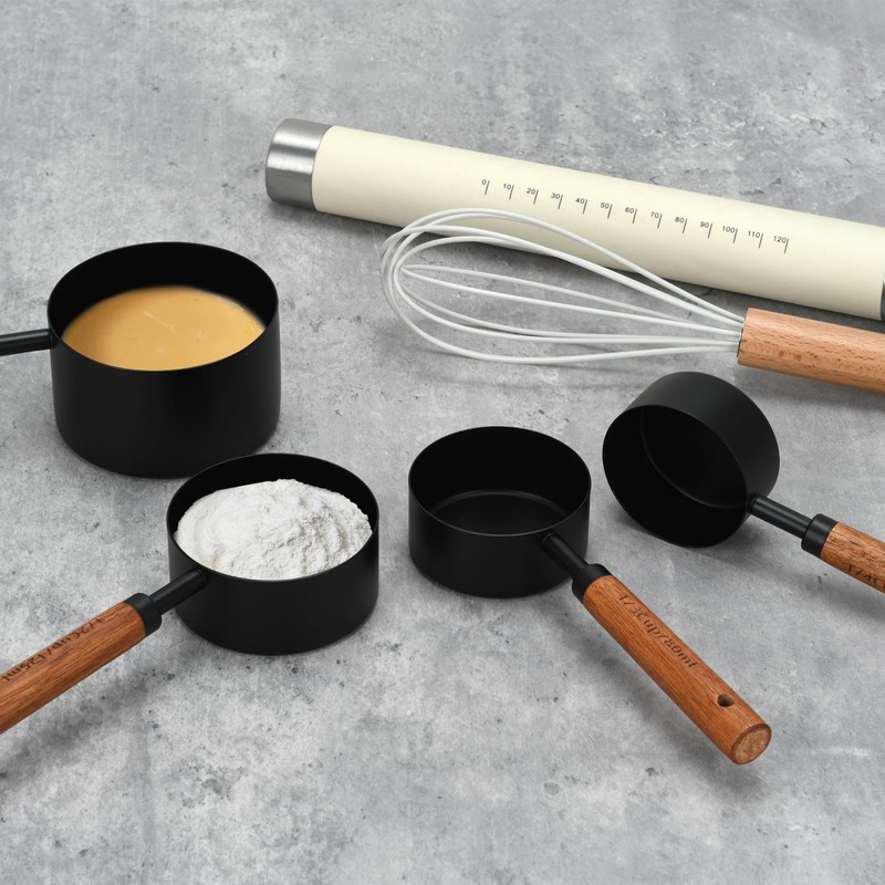 Black Measuring Cups and Spoons Set, Measuring Spoons and Measuring