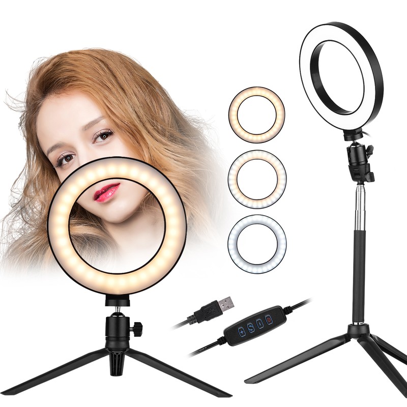6 Inch Mini LED Ring Light Photography Lamp Dimmable 3