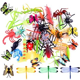 TUPARKA 49 PCS Plastic Insect Figure Toys Assorted,Lifelike Insects Model Gag Toys for Children Favors School Educational Toys, Insect Party Bag Fillers