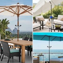 Ajuanbazha Adjustable Parasol Holder for Balcony Railing, Space-Saving Bracket for Parasols (Diameter 25-38 mm, Max. 5 cm Width), Ideal for Balcony, Patio and Garden