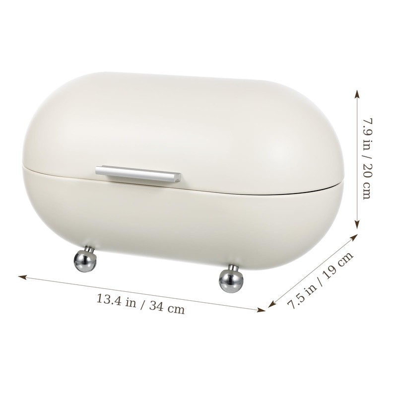 Angoily White Metal Bread Box with Lid Kitchen Bread Countertop