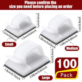 Blulu 100 Pcs Adhesive Cable Clips Bulk Wire Holder for Cord Organizer Clips Cable Management Outdoor Light Hooks for Christmas Wall String Lights Fairy Lights