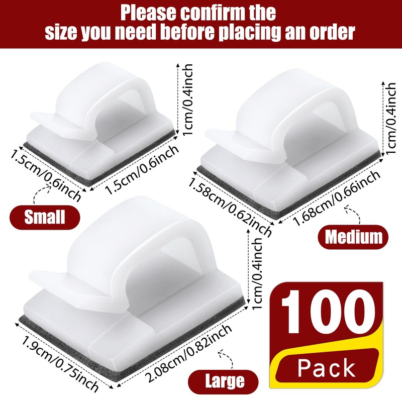 Blulu 100 Pcs Adhesive Cable Clips Bulk Wire Holder for