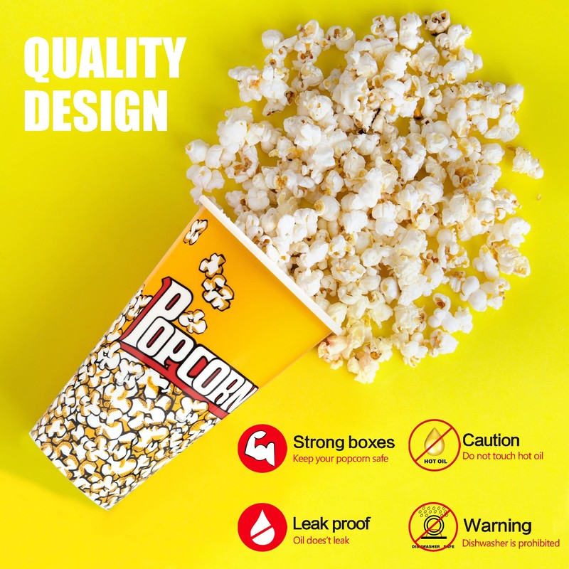 Novelty Place Retro Style Plastic Popcorn Containers for Movie Night