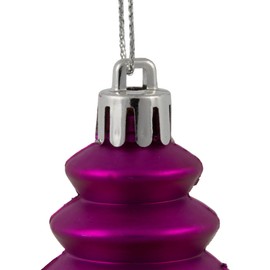 Vickerman - Adorno de Acabado de 4 Acabados de 7 Pulgadas, decoración de árbol de Navidad de plástico inastillable, Paquete de 8, Acabado Fucsia Brillante, Mate, Purpurina y Lentejuelas