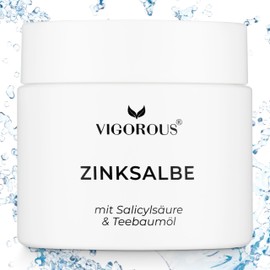 VIGOROUS Zinc Ointment Against Pimples 60 ml - Anti Pimple Cream Also for Pimples on the Butt and Back - with Tea Tree Oil & Salicylic Acid - SOS Zinc Ointment Against Blackheads and Blemished Skin - Pull Ointment Pimples - Acne Cream