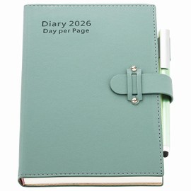 Mljtoyo 2026 Day to Page Diary A5 January 2026 to December 2026 One Page a Day Hardcover Organiser with Pen Stickers Cyan A5