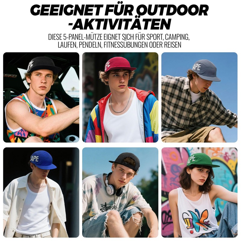 CLAPE 5 Panel Cap Men Women Short Peak Baseball Cap