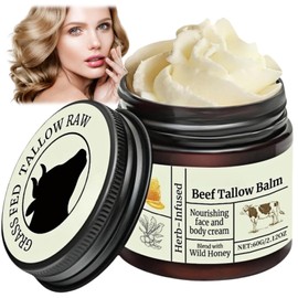 Beef Tallow Honey Balm & Beef Tallow Moisturiser – Organic Grass-Fed Tallows Cream for Face & Body. Deeply Nourishing, Moisturizing Skin Care for Dry Skin. Natural, Rich Balm for Hydration & Repair