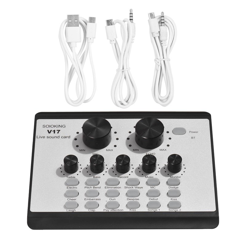 V17 Live Sound Card BT Mini Sound Mixer Multifunctional Voice