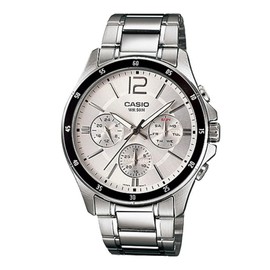 Casio #MTP1374D-7AV Men's Standard Metal Band Multi-Function Silver Dial Watch