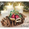 Gyn&Joy Painted Enamel Rhinestone Red Christmas Jingle Bells Brooch Pin