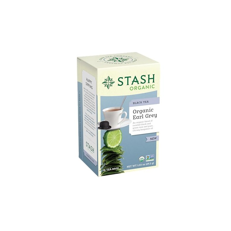 Stash Tea Organic Earl Grey Black Tea, Caffeinated, Non-GMO Project